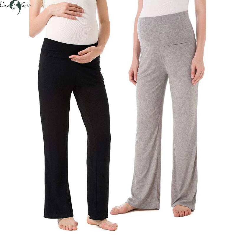 Top Trends: Women's Maternity Fold Over Comfortable High Waist Lounge Pants Versatile Comfy Stretch Pregnant Trousers Pregnancy Clothing Shoppable Styles