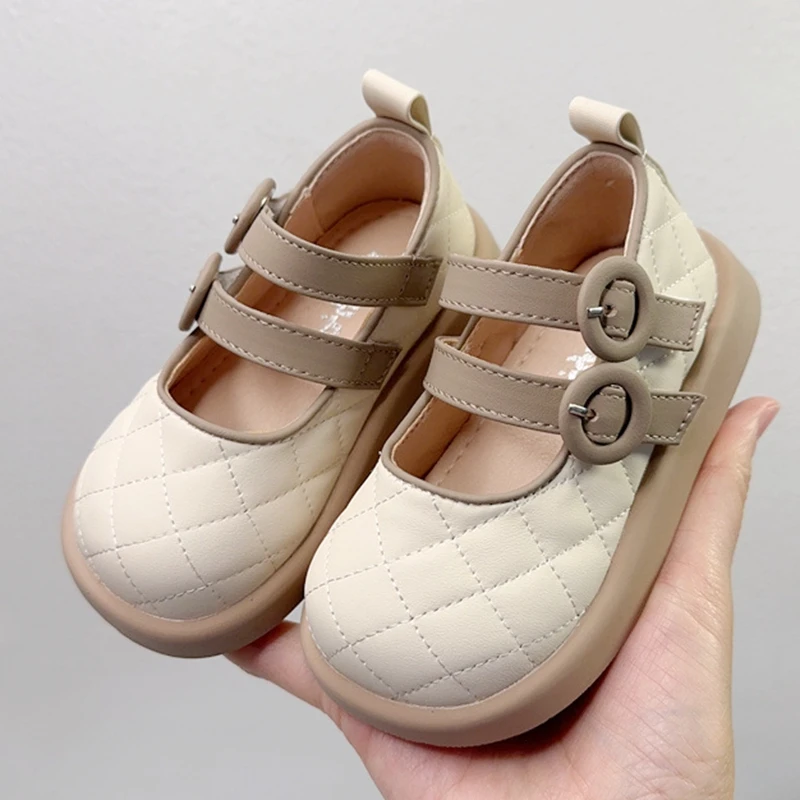 Top Trends: 2024 New Microfiber Leather Dress Shoes For Toddler Girls Birthday Wedding Party Sewing Solid Beige Brown Spring Kids Flats Shoe Shoppable Styles - Image 4