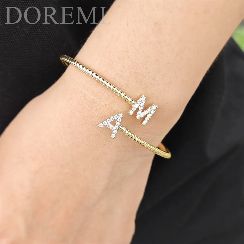 Top Trends: DOREMI 9mm Letter Bangle Bracelet Custom Name Letter Initials Bracelet Bracelet For Women Girl Jewelry Wedding Gift Shoppable Styles