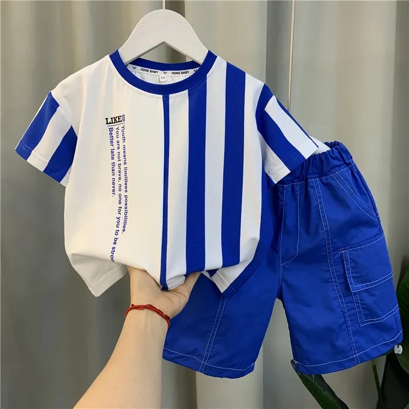 Top Trends: Summer Boy Clothing Suit New Children&#039;s Clothes Set Boys Short Sleeve T-Shirt Shorts 2 Piece Set Kids Sportswear Suit 2 4 6 8Y Shoppable Styles