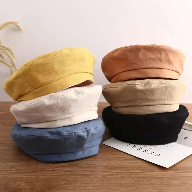 Top Trends: 2023 Women Cotton Beret Artist Warm Painter Hats Flat Cap Autumn Winter Beanie Vintage Octagonal Berets Solid Color Hat Shoppable Styles - Image 4