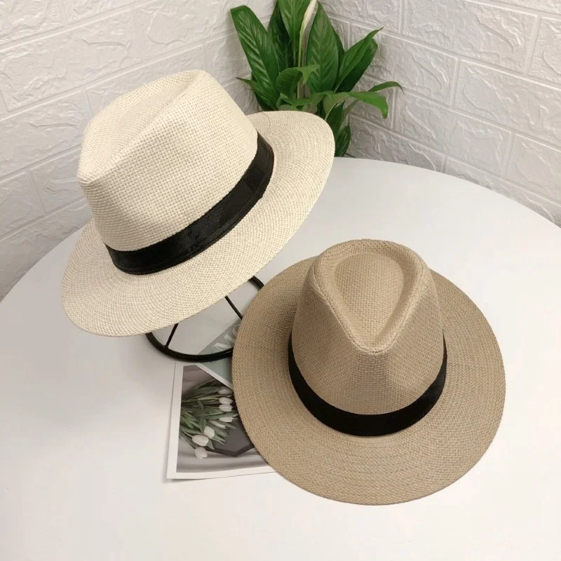 Top Trends: Beach Vacation Panama Jazz Hat Summer Sunscreen Handwoven Straw Sun Hat Men Elegant Women Hawaii Casual Sunshade Gangster Cap Shoppable Styles - Image 6