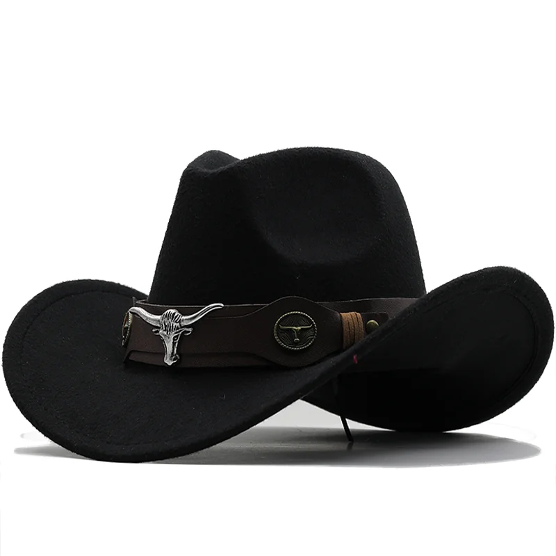 Top Trends: West Cowboy Hat Chapeu Black Wool Man Wome Hat Hombre Jazz Hat Cowgirl Large Hat For Men Sombreros 56-58Cm Shoppable Styles