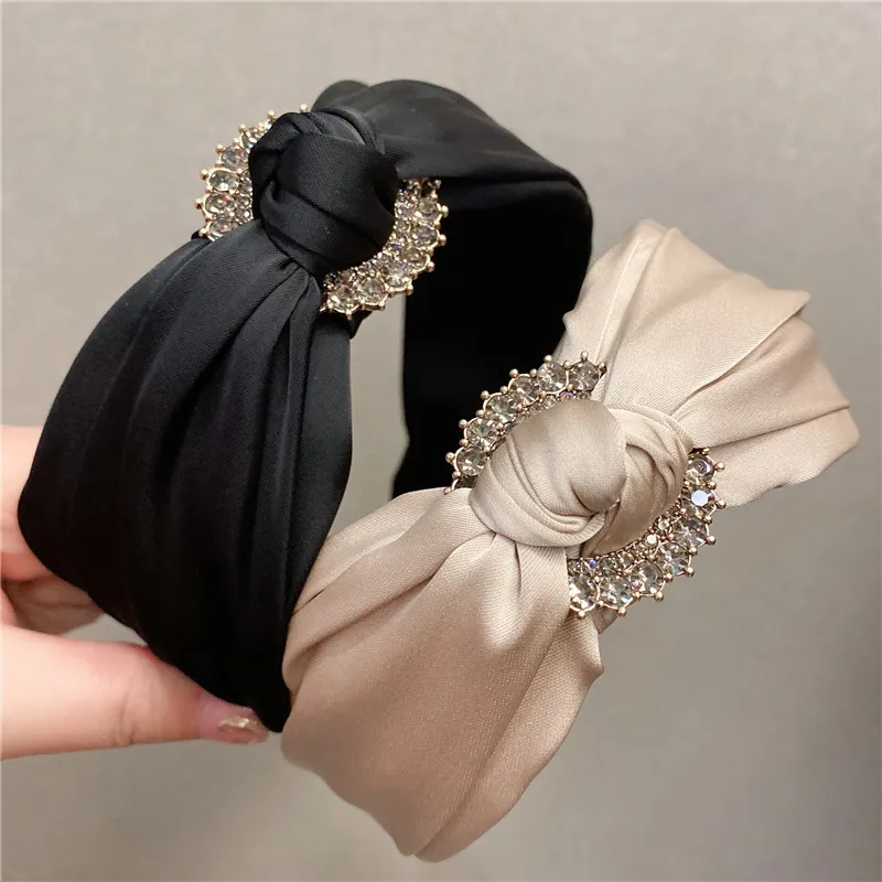 Top Trends: Solid Fabric Satin Hair Scarf Band Hairband For Women Girl Korea Headbands Fashion Accessorie Shoppable Styles