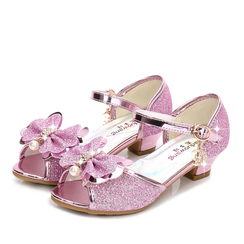 Top Trends: 10 Colors Children Princess Sandals Kids Girls Wedding Shoes High Heels Dress Shoes Bowtie Gold Pink Blue Silver Shoes For Girls Shoppable Styles - Image 6