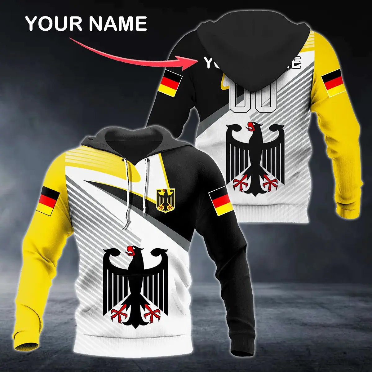 Top Trends: German Camouflage 3D Printed Hoodie Free Custom Name Men Pullover Autumn Fashion Sweatshirt 3D German Flag Pattern Loose Tops Shoppable Styles