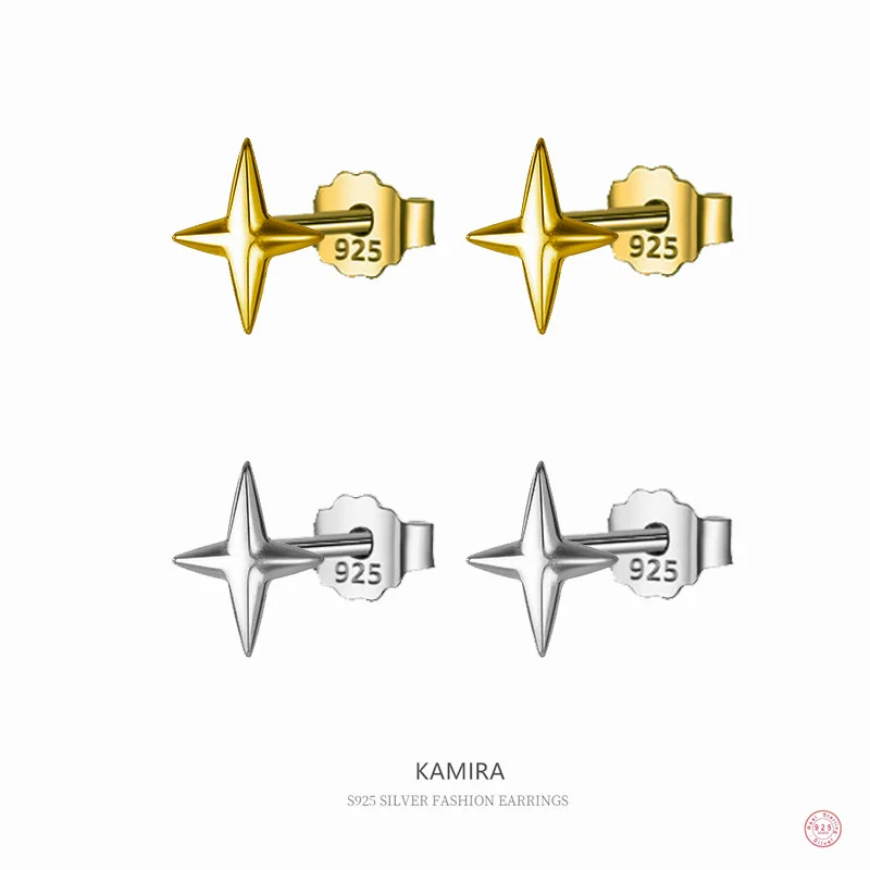 Top Trends: KAMIRA 925 Sterling Silver Minimalist Radiance Star Gold Mini Stud Earrings For Women Chic Baby Ear Bone Piercing Party Jewelry Shoppable Styles