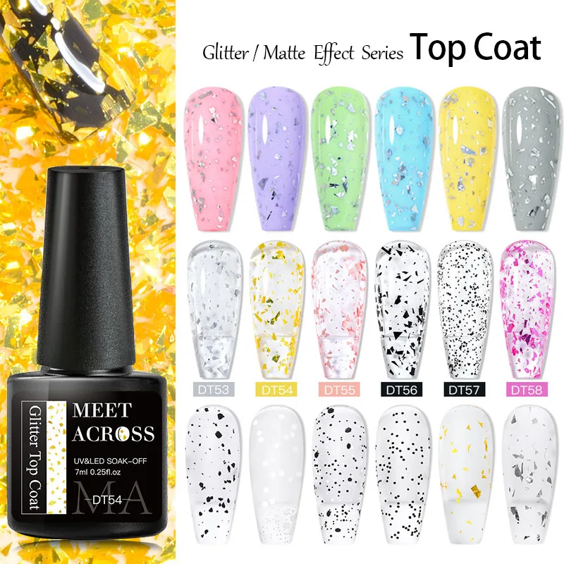 Top Trends: Meet Across 6ml Top Coat Gel Glitter Sequins Clear Gel Nail Polish Nail Art Aurora Top Coat Function Varnish Soak Off Uv Gel Led Shoppable Styles