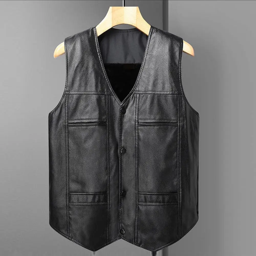 Top Trends: Popular Men Vest Thick Men Waistcoat Keep Warm Washable V Neck Waistcoat Coldproof Shoppable Styles