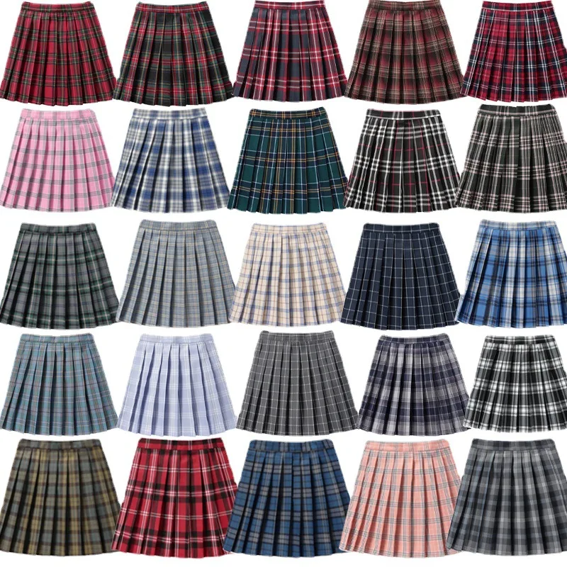 Top Trends: Women High Waist Pleated Plaid Skirts Mini Tennis Skirt Harajuku JK Japanese School Uniform Short A-Line Mini Skirt Girl 48cm Shoppable Styles