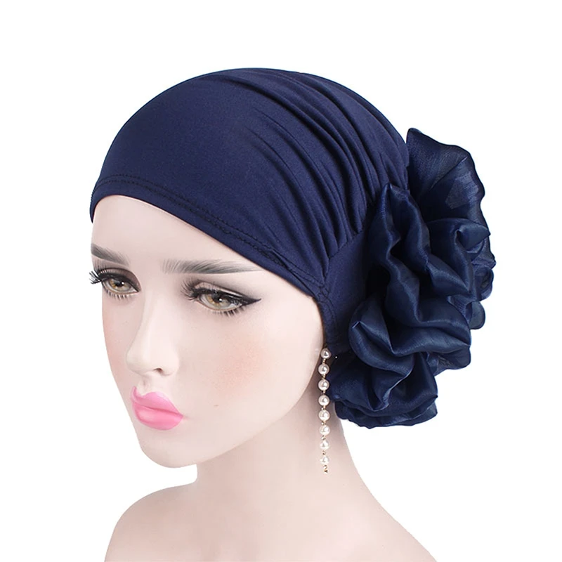 Top Trends: Big Flower Turban For Women Muslim India Hat Cap Thin Head Scarf Fashion Headwear Hair Accessories Muslim Hijab Turban Shoppable Styles