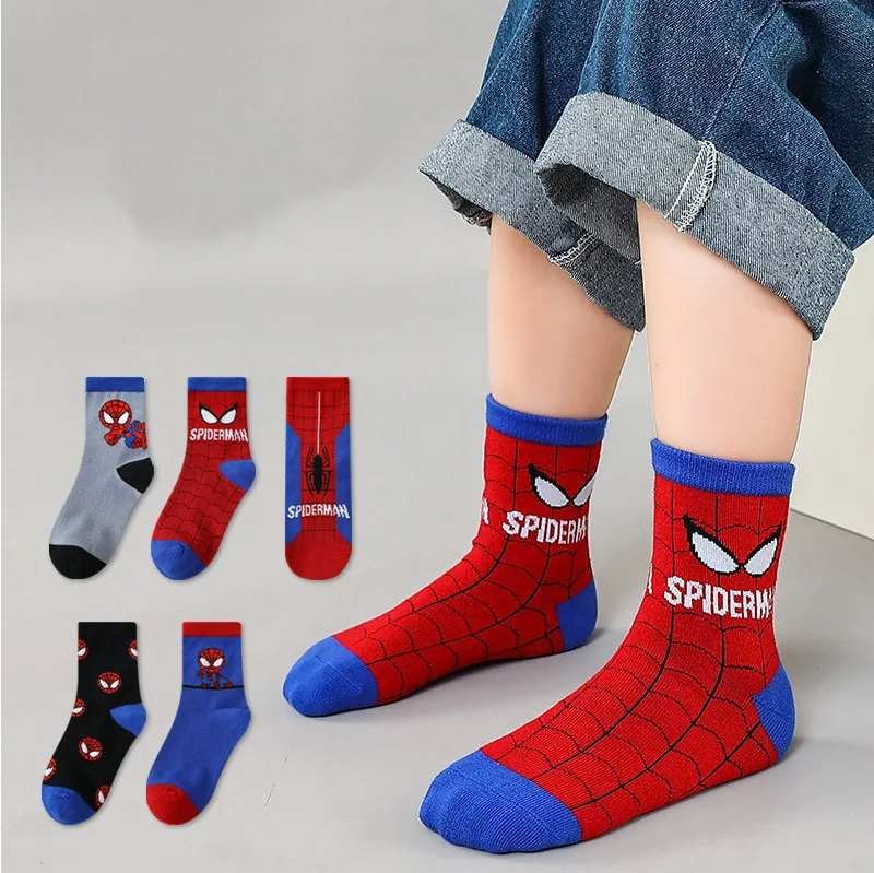 Top Trends: 5Pairs Disney Baby Socks Spiderman Cartoon Anime Cotton Boys Tube Socks Children Autumn Winter Socks Children Socks Size 0-12 Y Shoppable Styles - Image 2