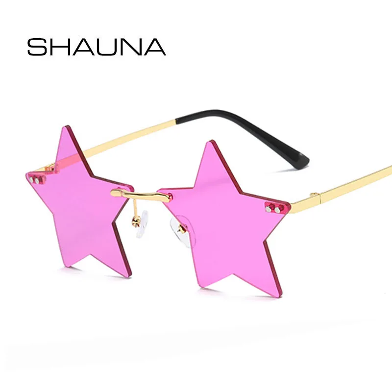 Top Trends: SHAUNA Unique Rimless Pentagram Sunglasses Fashion Five-pointed Star Shades UV400 Shoppable Styles