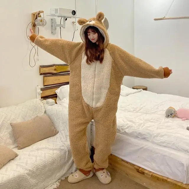 Top Trends: Cute Cartoon Coral Fleece Onesies Sleepwear Jumpsuit Pajama Winter Jumpsuit Pajama Hooded Nightwear Pijamas Suit Loose Home Wear Shoppable Styles