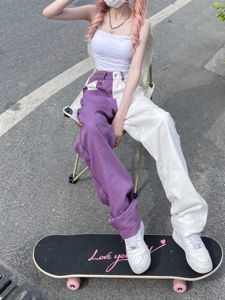 Top Trends: ADAgirl Y2k Baggy Jeans Women Hip Hop Streetwear Vintage High Waist Straight Purple Denim Trousers Harajuku Wide Leg Pants Mujer Shoppable Styles