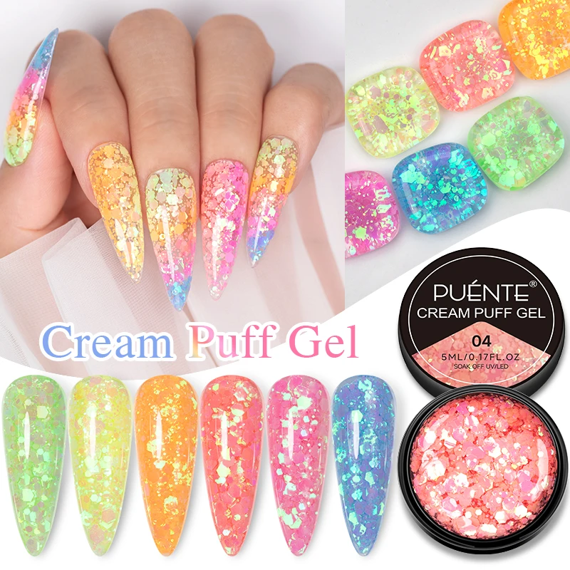 Top Trends: Neon Glitter Sequins Gel Nail Polish 5ML Summer Shiny Nail Art Gel Soak Off UV Gel For Manicure Semi Permanent Varnish Hybrid Shoppable Styles