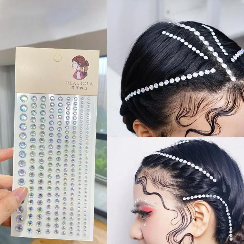 Top Trends: Colored Diamonds Long Rhinestone Strip Sticker Hair Rhinestone Decoration Adhesive Face Decal Temporary Tattoo Stickers Shoppable Styles