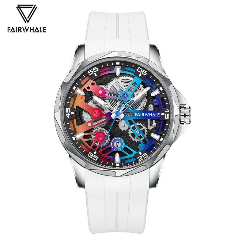 Top Trends: Luxury Automatic Watch Mens Fashion Brand Mark Fairwhale Sport Silicone Strap Waterproof Rainbow Dial Mechanical Wristwatch 2023 Shoppable Styles