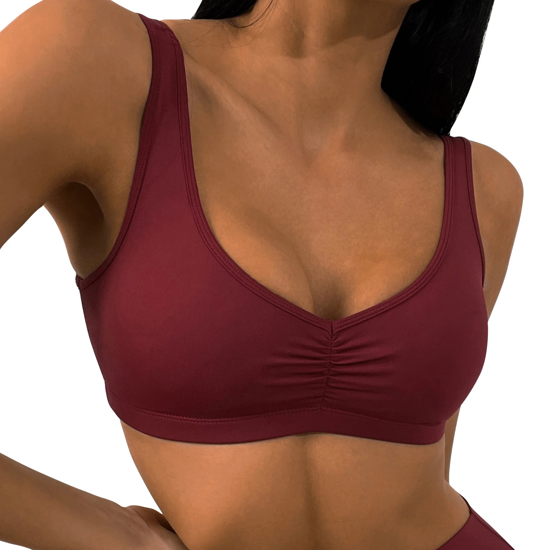 Top Trends: Women Compression V Neck Comfort Soft Scrunch Sport Bra Women's Indoor Sexy Solid Color Fitness Running Exercise Yoga Underwear Shoppable Styles