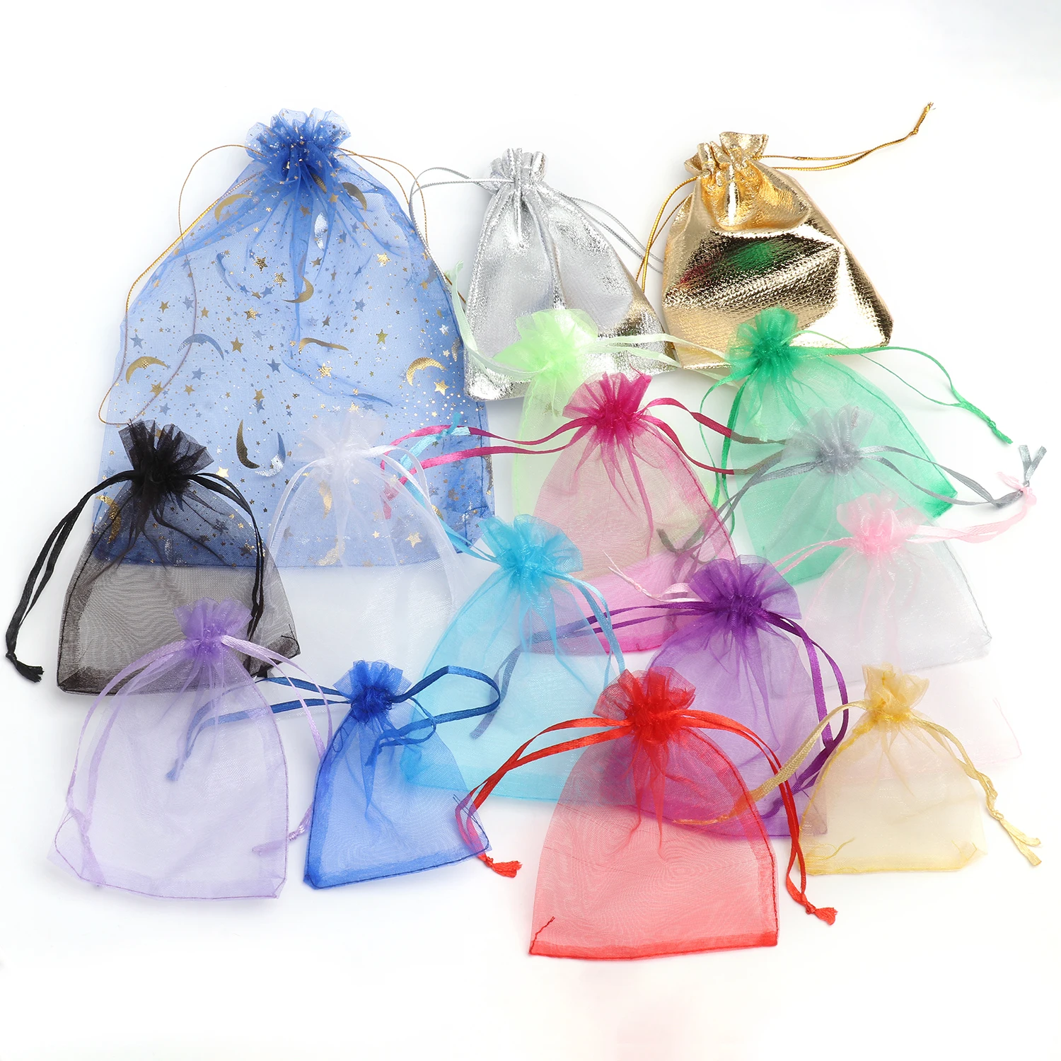 Top Trends: 50pcs Organza Bags 7x9 9x12 10x15mm Jewelry Packaging Bags Gift Engagement Wedding Party Decoration Drawstring Packaging Pouches Shoppable Styles