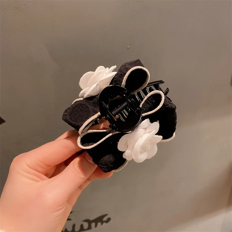 Top Trends: Korean Fashion Fabric Camellia Flower Hair Claws Clip Elegant Bow Hair Ties Ring Headdress Hair Accessories For Women Shoppable Styles - Image 2