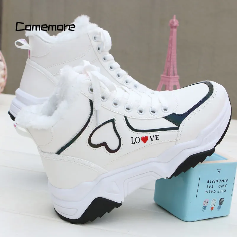 Top Trends: Comemore Female Platform Sport Shoes Winter Women High Top Sneakers Zapatillas Mujer 2023 Woman Plush Warm Casual Sport Sneakers Shoppable Styles