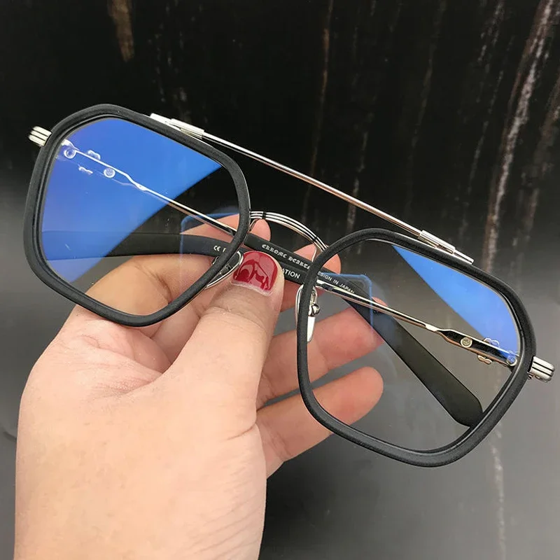 Top Trends: New Anti Blue Light Double Beam Square Myopia Glasses Oversized Men Women Matte Frame Prescription Eyewear Diopter -1.0 To -6.0 Shoppable Styles