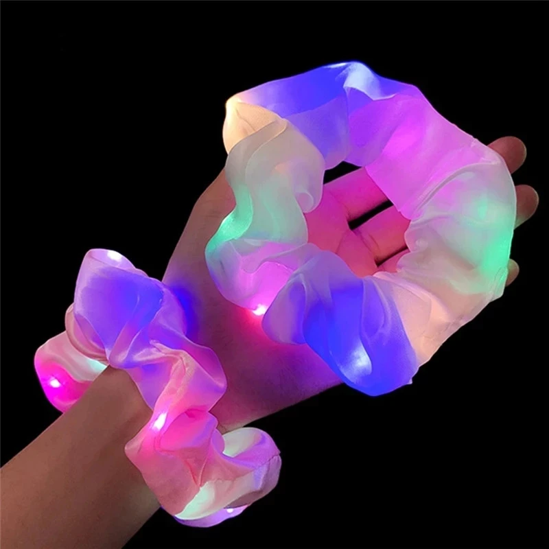 Top Trends: Fashionable Ladies LED Luminous Hair Band Girls Ponytail Headdress Elastic Solid Color Hair Band Night Party Hair Accessories Shoppable Styles