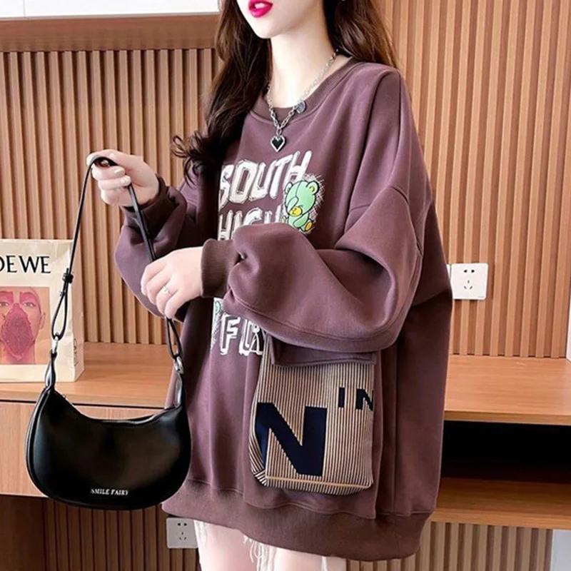 Top Trends: Stylish Loose Spliced Pockets Printed Letter T-Shirt Female Clothing Autumn New Casual Pullovers Korean Asymmetrical Tee Shirt Shoppable Styles