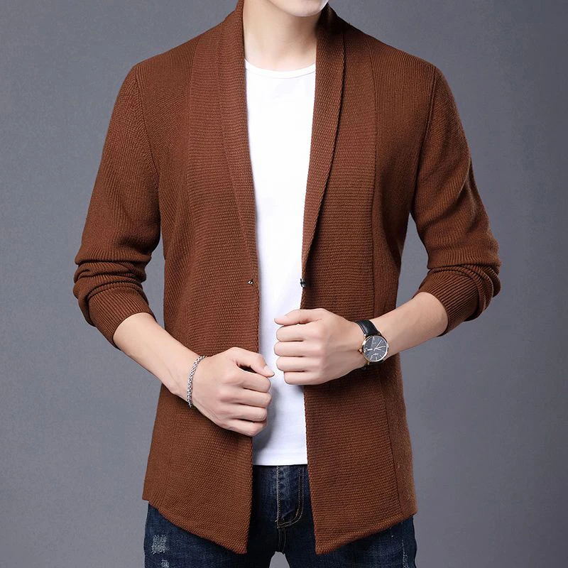 Top Trends: Autumn Winter Male Casual Fashion Long Sleeve Cardigan Sweater Homme Vintage All-match Knitting Jacket Men V-neck Outwear Top Shoppable Styles