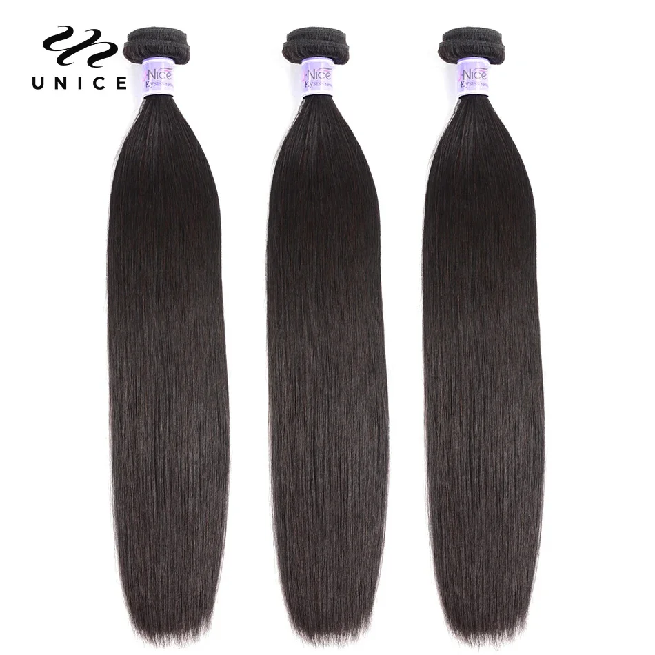 Top Trends: UNice Hair Kysiss Series Malaysian Straight Hair Weave Bundles Human Hair 3 Bundles 8-30 Inches Natural Color Virgin Hair Shoppable Styles