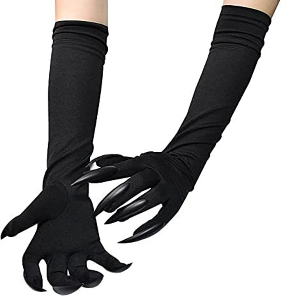 Top Trends: Halloween Gothic Long Nails Cosplay Gloves Funny Festival Witch Cosplay Costume Party Scary Props Black Mitten Gloves With Claws Shoppable Styles