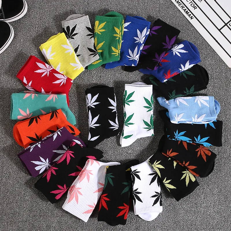 Top Trends: Man Fashion Comfortable High Quality Cotton Socks Leaf Maple Leaves Casual Long Paragraph Hemp Weed Boat Socks Spring And Autumn Shoppable Styles