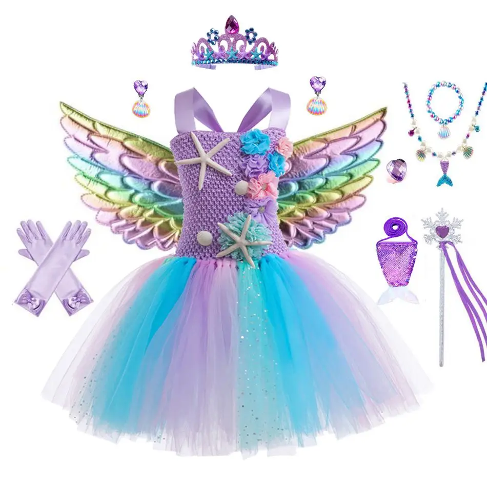 Top Trends: Girls Mermaid Tutu Dress Princess Birthday Party Dresses For Girls Starfish Halloween Cosplay Kids Mermaid Costumes Shoppable Styles