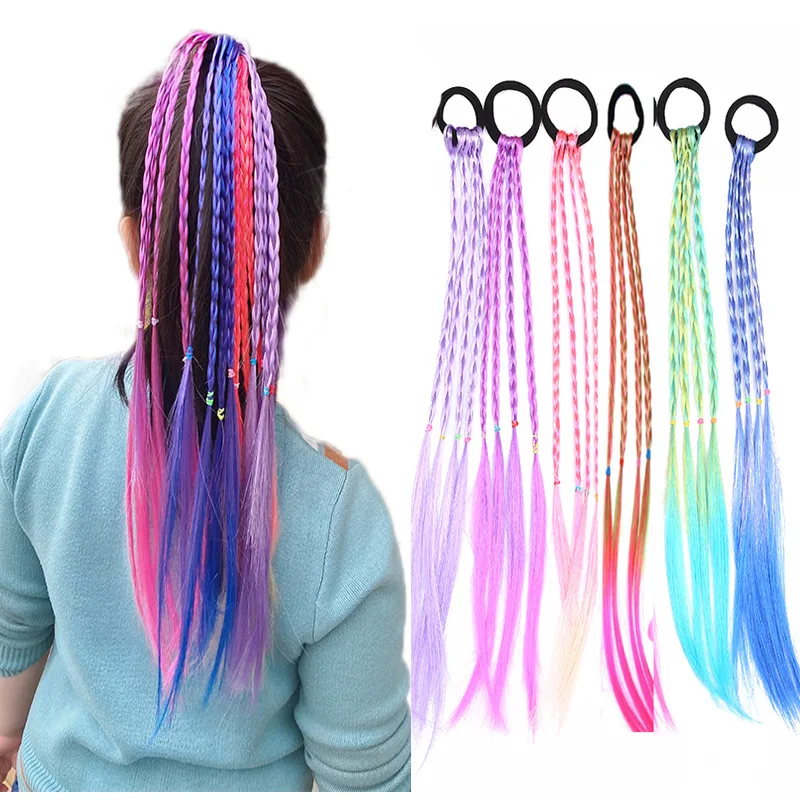 Top Trends: New Girls Colorful Wigs Ponytail Headbands Rubber Bands Beauty Hair Bands Headwear Kids Hair Accessories Head Band Hair Ornament Shoppable Styles