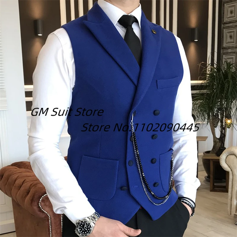 Top Trends: Men&#039;s Vest Wool Blend Double Breasted Waistcoat With Lapel 2022 New Sleeveless Jacket For Wedding Shoppable Styles