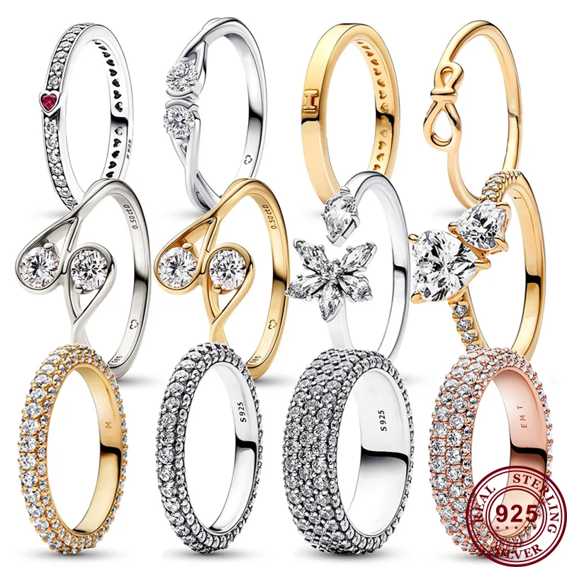 Top Trends: New Hot Selling 925 Silver Shining Dense Set Mother&#039;s Day Love For Mom Women&#039;s Logo Ring Holiday Gift DIY Charm Jewelry Shoppable Styles