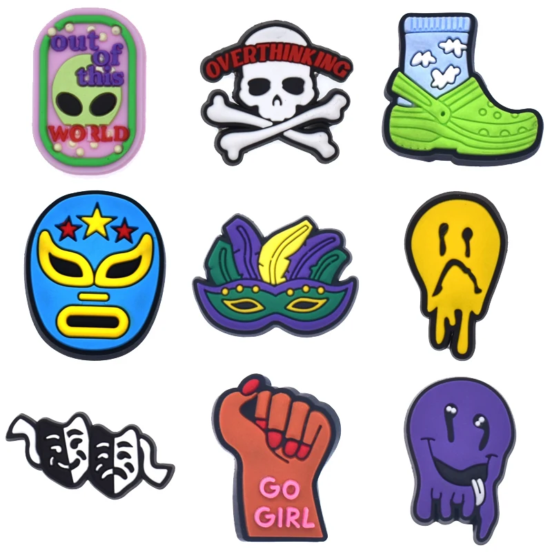 Top Trends: 1Pcs PVC Mask For Crocs Charms DIY Badge Unisex Sandals Buckle Kids Pins Decoration Jeans Shoe Ornaments Party Favors Wholesale Shoppable Styles