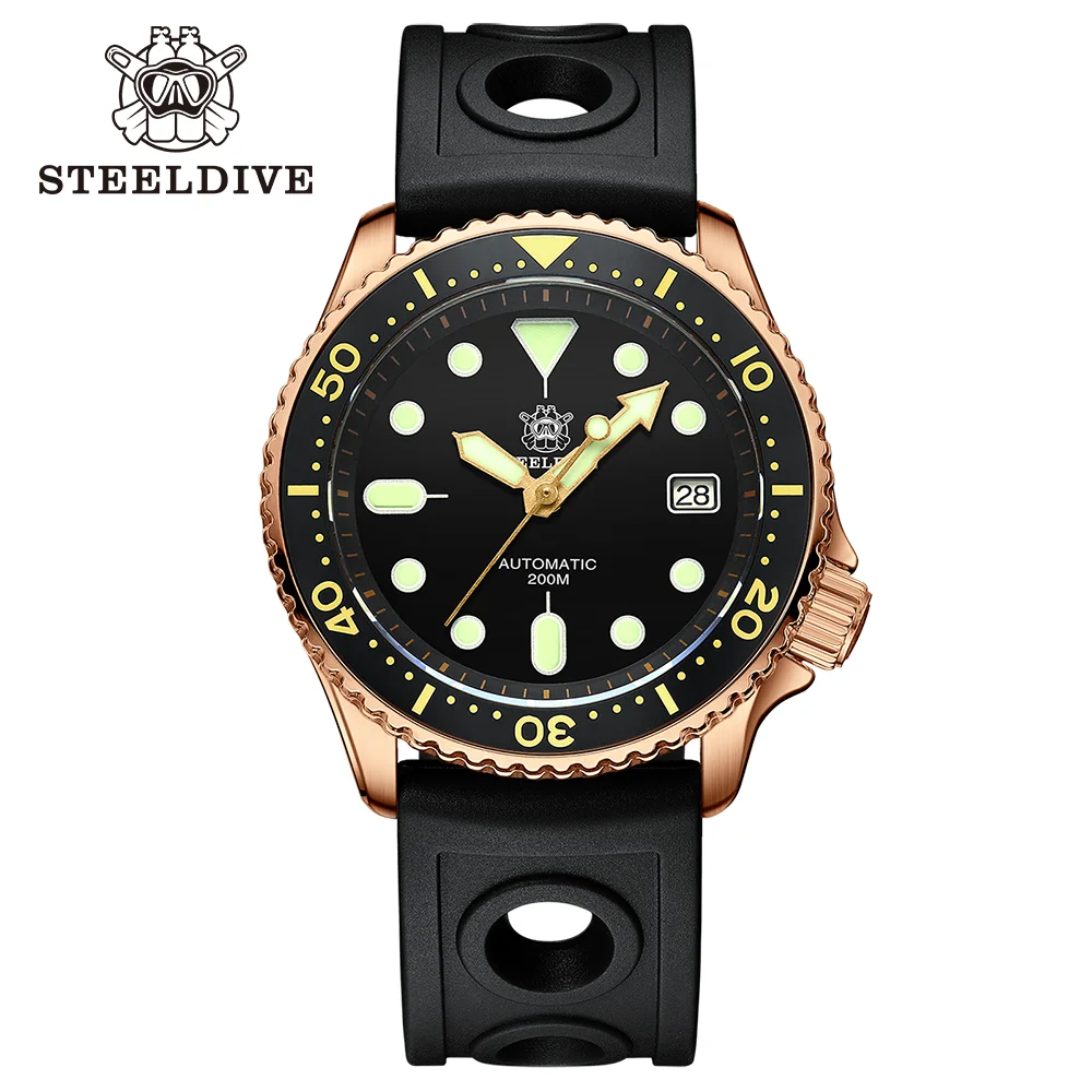 Top Trends: STEELDIVE SD1973S Bronze Small Abalone 20Bar Waterproof Swiss Super Luminous NH35 Mechanical Movement Luxury Dive Watch For Men Shoppable Styles