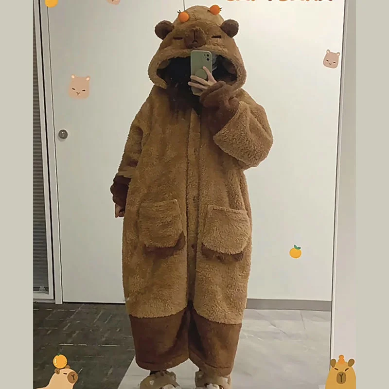 Top Trends: Capybara Soft Plush Pajamas Suit Cute Animals Design Pajamas Casual Loose Fleece Pajamas Pant Two Pieces Sets For Women Shoppable Styles