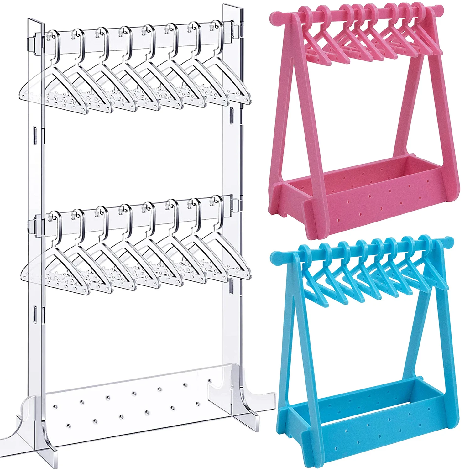 Top Trends: Jewelry Display Stand Holder Acrylic Hanger Rack Ear Studs Show Case Earring Organizer With 8Pcs Coat Hangers For Women Girls Shoppable Styles