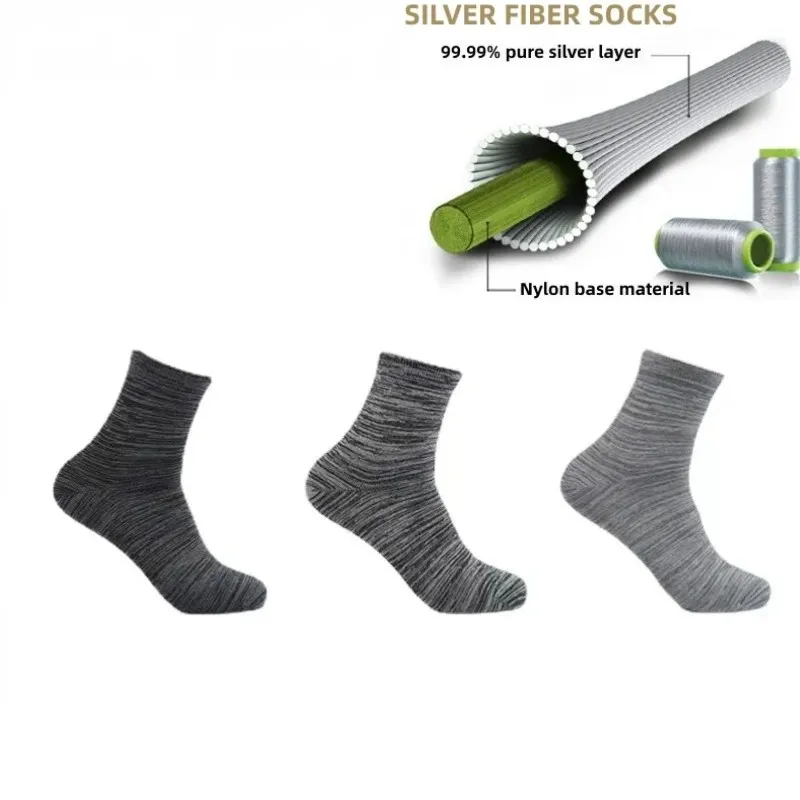 Top Trends: 15% Pure Silver Infused Socks Anti-Odor &amp; Anti-bacterial Moisture Wicking For Men Thermal Socks, 5 Pairs Shoppable Styles