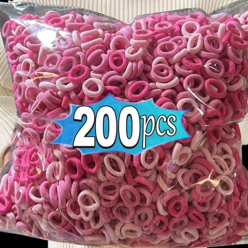 Top Trends: 100 / 200PCS Women Girls Colorful Nylon Elastic Hair Bands Ponytail Hold Small Hair Tie Rubber Bands Scrunchie Hair Accessories Shoppable Styles