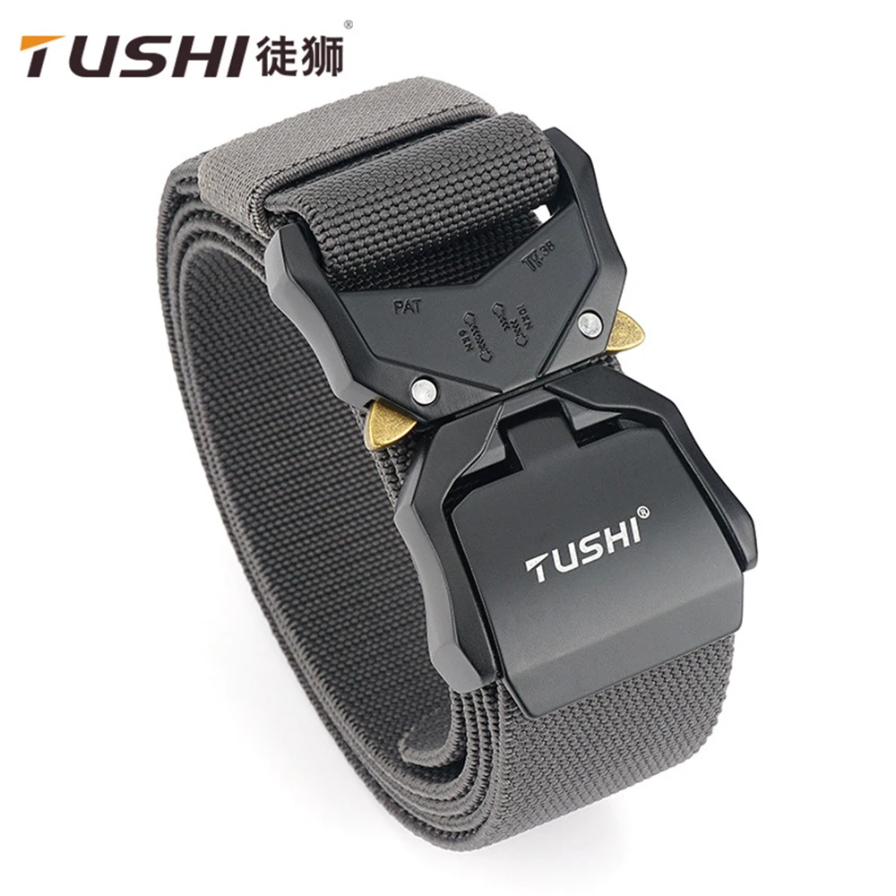 Top Trends: TUSHI Elastic Jeans Belt For Men Aluminum Alloy Pluggable Buckle Training Tactical Belts Comfortable High Quality Male Belt Shoppable Styles