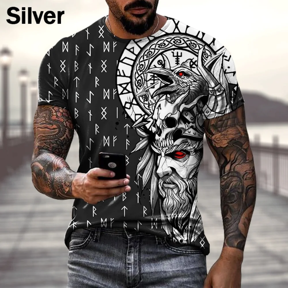 Top Trends: Europe And America Hot Sale Viking Tattoo Art 3D Print T-shirts Casual Short Sleeve Retro Tees Shoppable Styles - Image 6