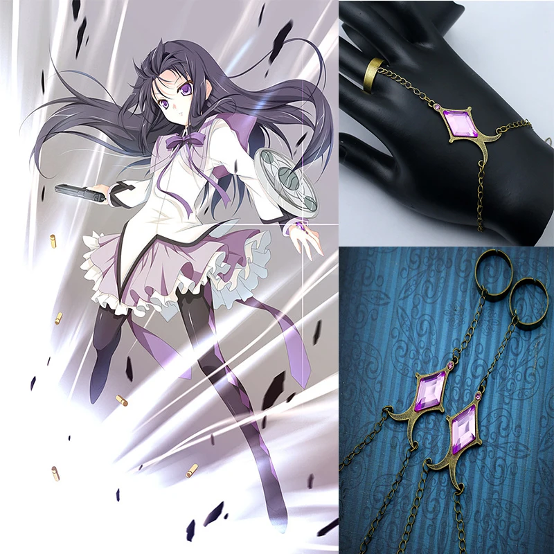 Top Trends: Anime Puella Magi Madoka Magica Akemi Homura Cosplay Bracelet Diamond Shaped Purple Gemstone Hand Chain Stage Props Jewelry Gift Shoppable Styles