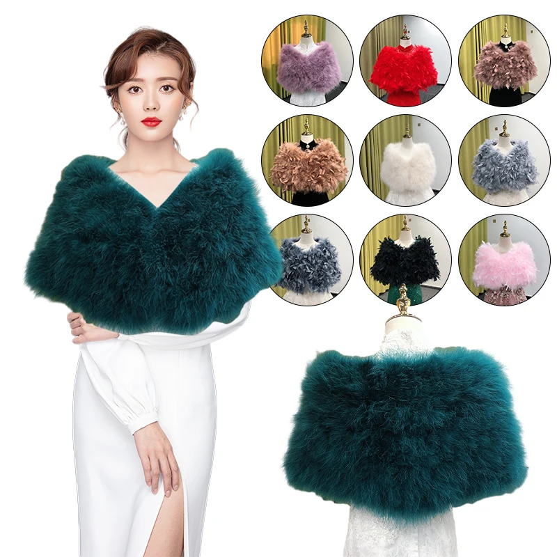 Top Trends: Real Ostrich Feather Wedding Shawl Women Winter Fur Wrap Cape Scarf Fluffy Feather Bridal Shrug Party Stoles Bride Cape Cloak Shoppable Styles - Image 5