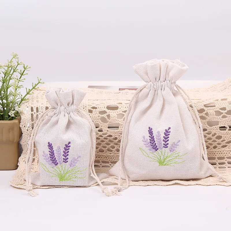 Top Trends: 10x14 13x18 Lavender Embroidery Bag Jewelry Packaging Bag Wedding Party Candy Bags Favor Pouches Drawstring Gift Bags 10pcs / Lot Shoppable Styles