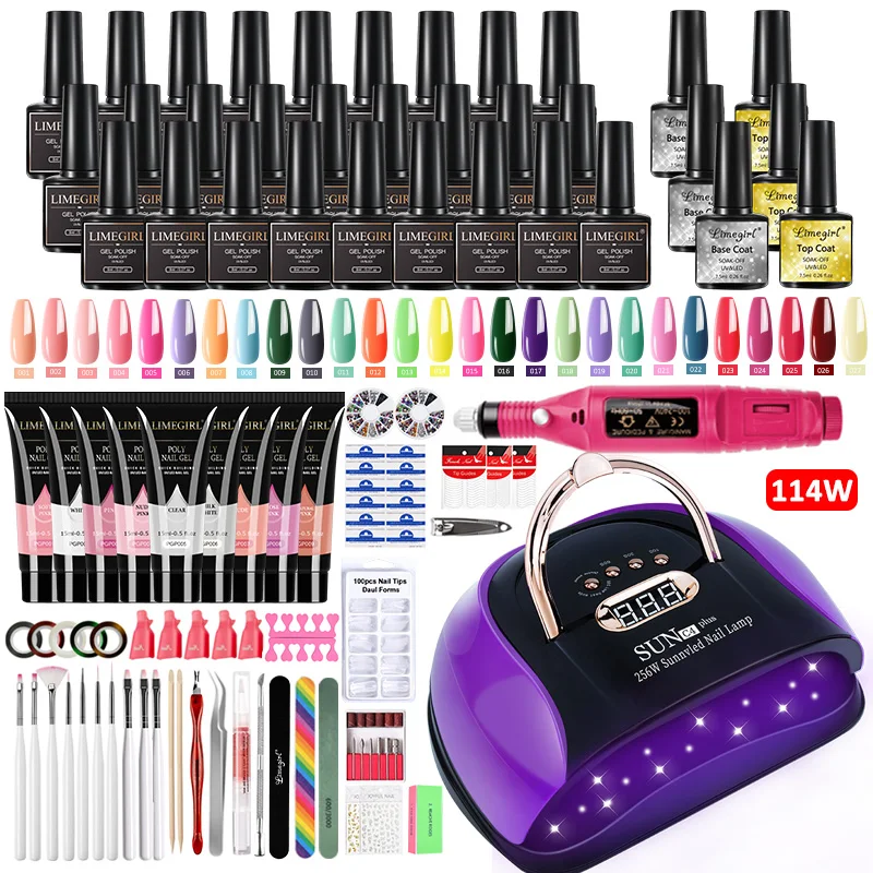 Top Trends: Nail Set Acrylic Nail Kit For Nail Extension Gel Nail Polish Set Quick Building Poly UV Gel Set With LED Nail Lamp Nail Tool Set Shoppable Styles