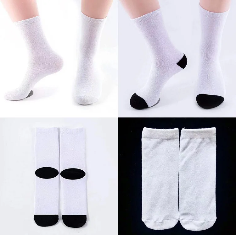 Top Trends: Men Women White Blank Sublimation DIY Athletic Sports Half Cushion Mid Crew Socks Blank Streetwear Socks For Heat Shoppable Styles